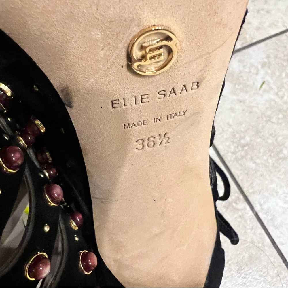 Elie Saab Studs & Suede Cage Sandals Size 36.5 - Picture 8 of 12